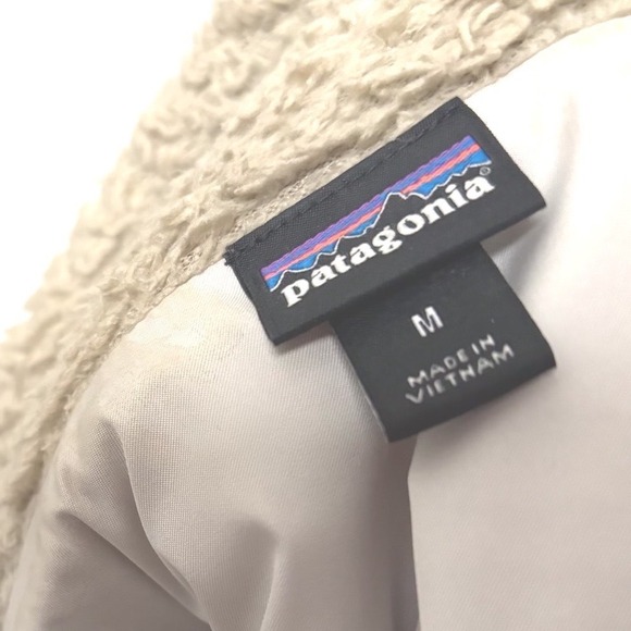 Patagonia Los Gatos Fleece Sherpa Vest Tan Womens Size Medium Full Zip - Picture 4 of 5